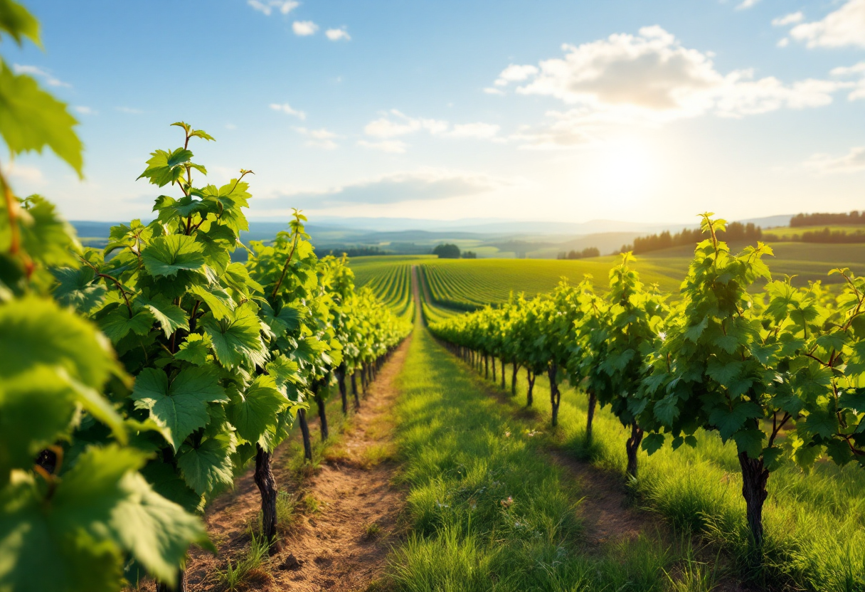 Panorama dell'Oltrepò Pavese con vigneti e colline