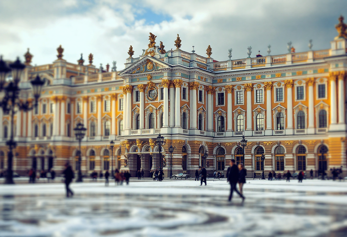 Vista del Palazzo d'Inverno a San Pietroburgo, Russia