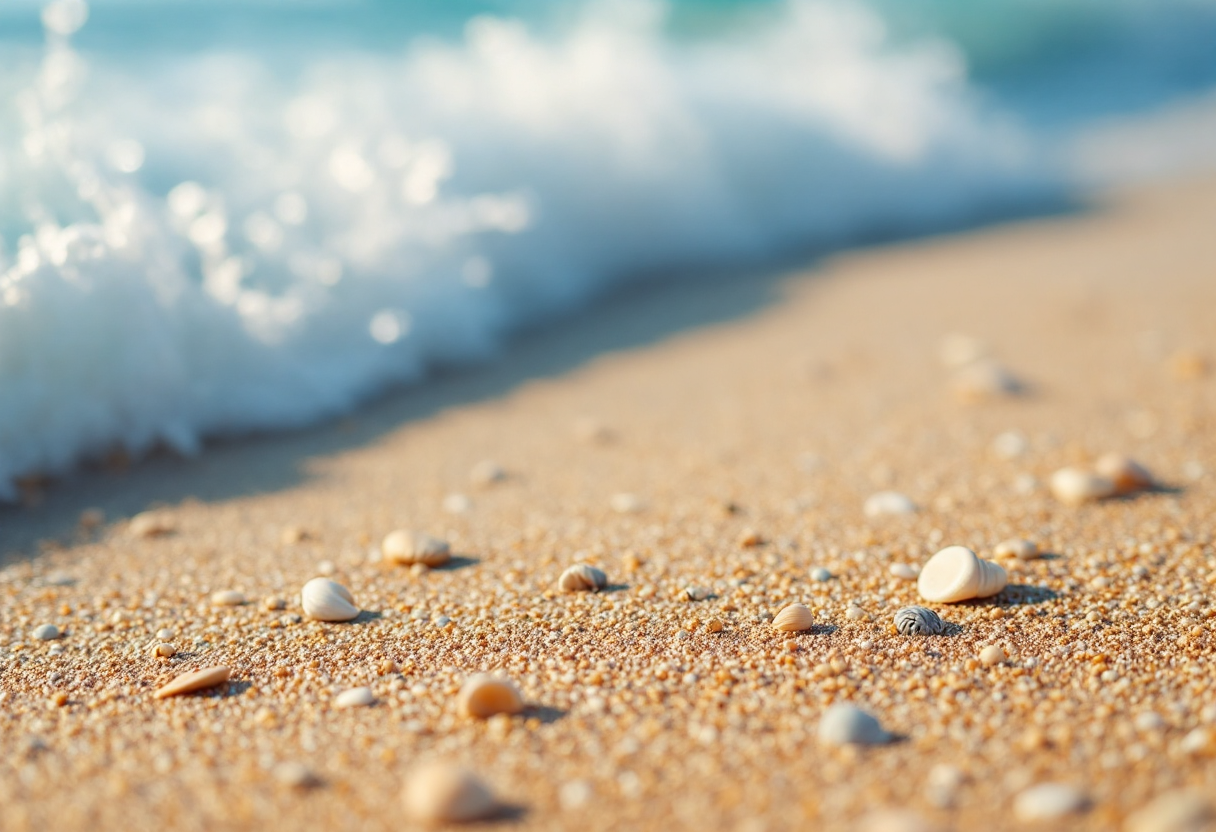 Spiaggia italiana con bandiera blu estate 2025