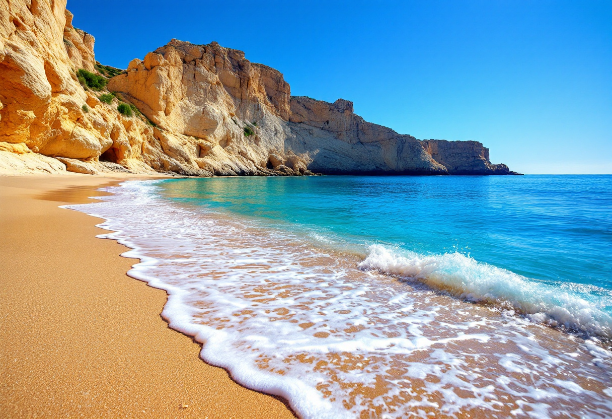 Una delle splendide spiagge di Malta con acque cristalline