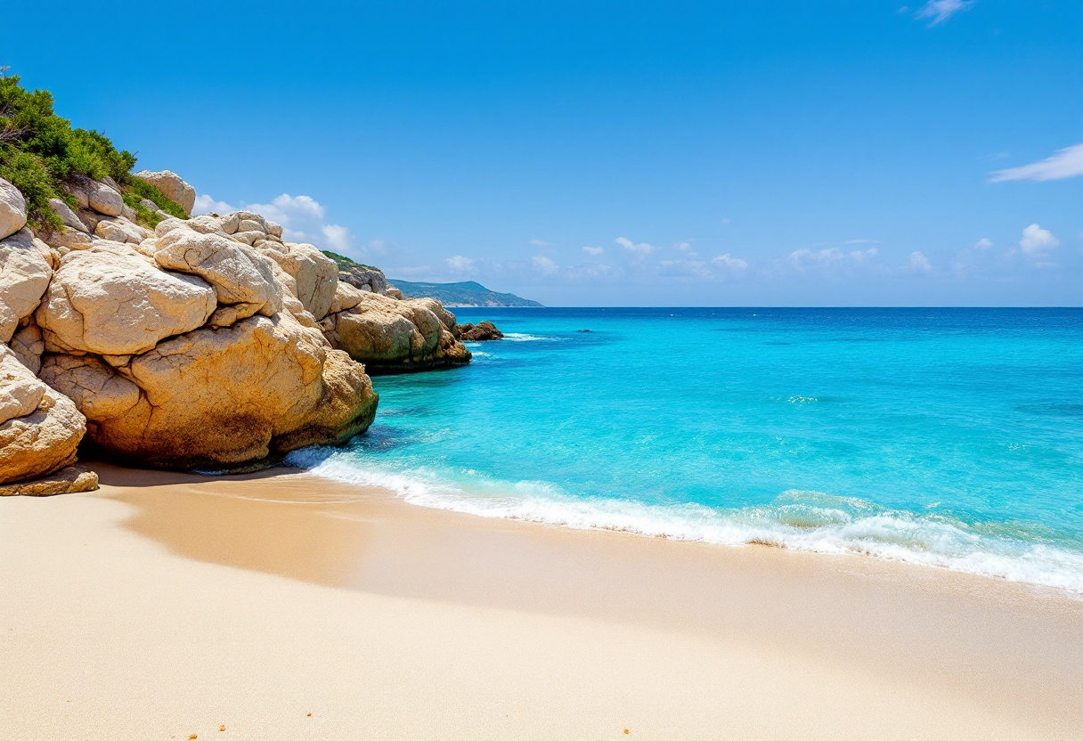 Vista panoramica della spiaggia di Talmone in Sardegna
