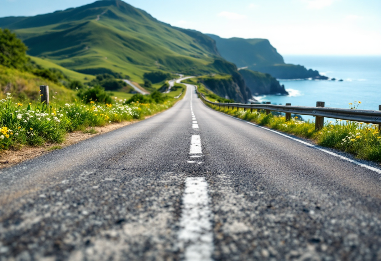 Panorama di una strada europea ideale per auto elettriche