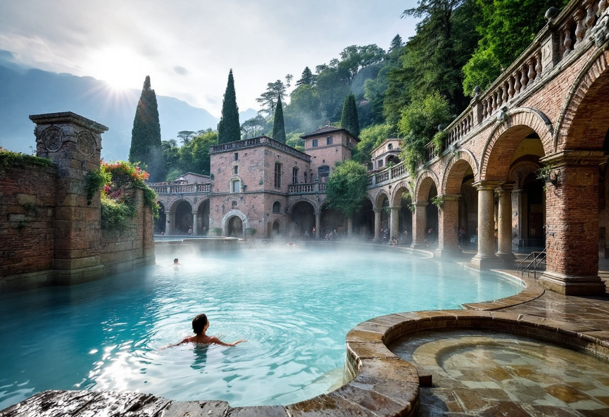 Vista panoramica delle terme di Viterbo immerse nella natura