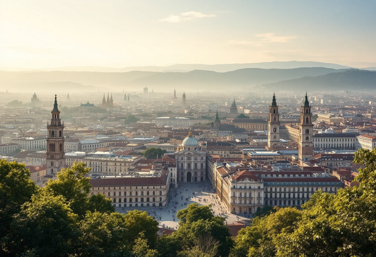 Panorama di Torino con vista su monumenti storici