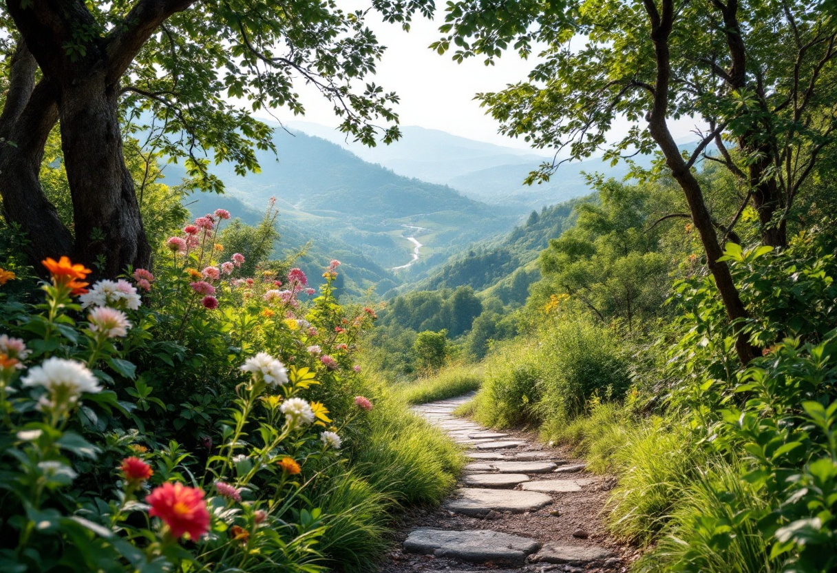 Panorama della Via degli Dei in Toscana durante un trekking