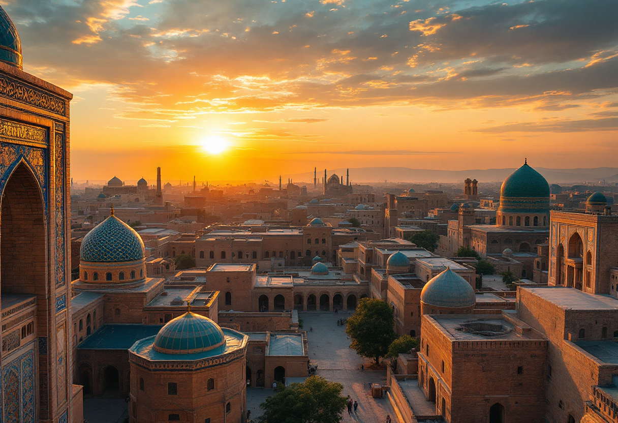 Panorama dell'Uzbekistan con architettura storica