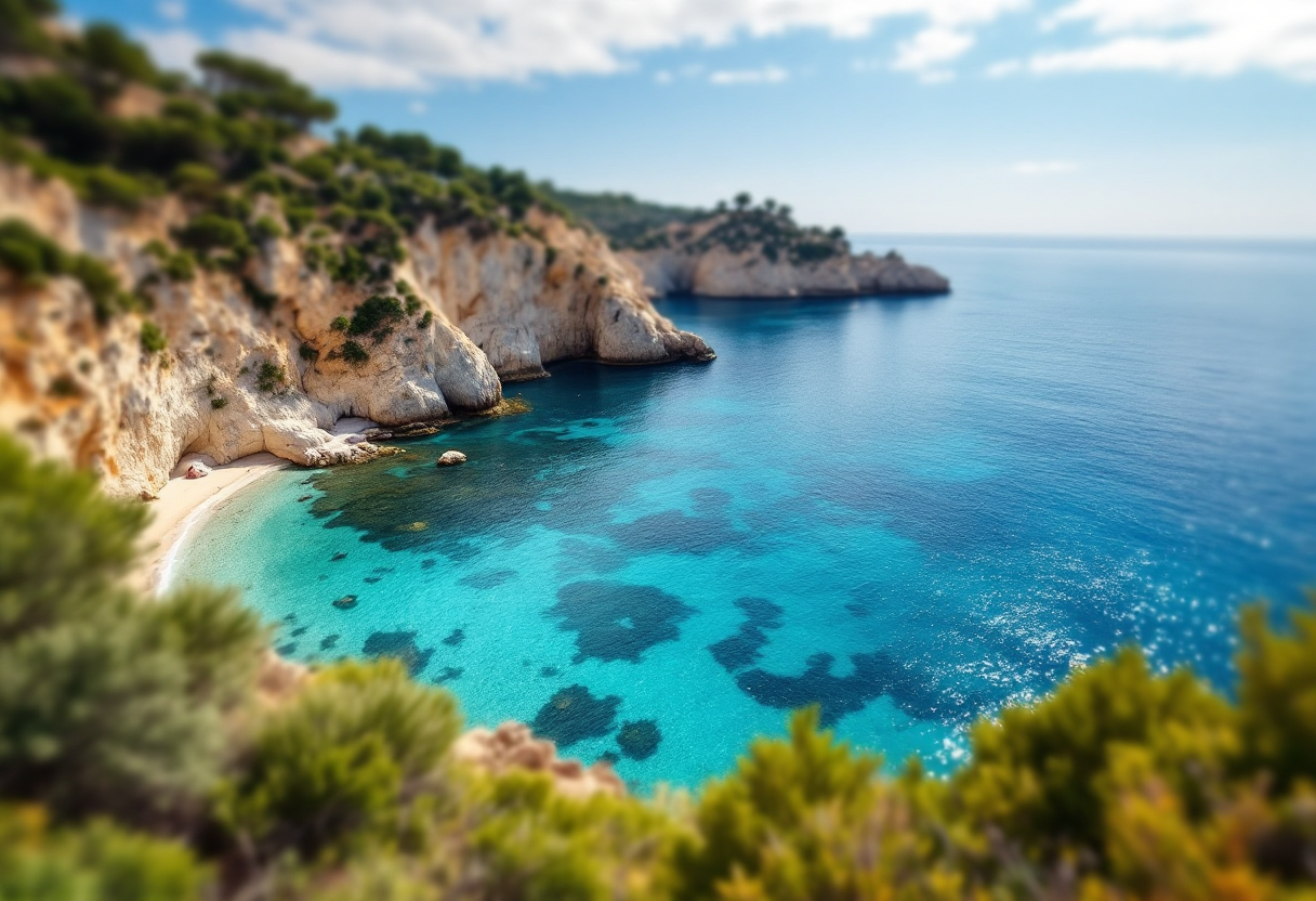 Vista panoramica di Cala Coticcio in Sardegna