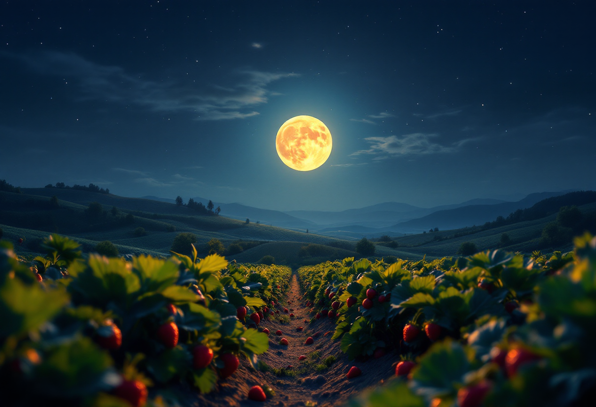 Luna delle fragole che illumina il cielo notturno italiano