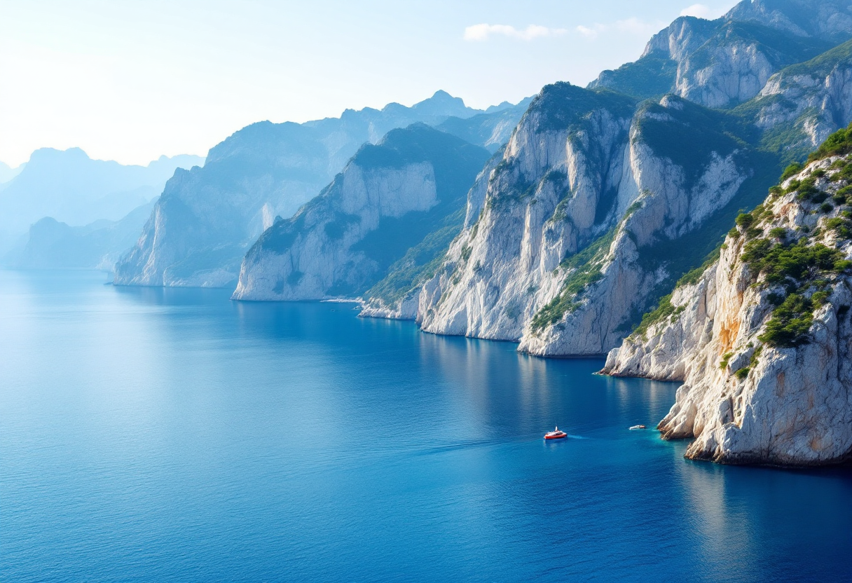 Panorama del Montenegro con montagne e mare