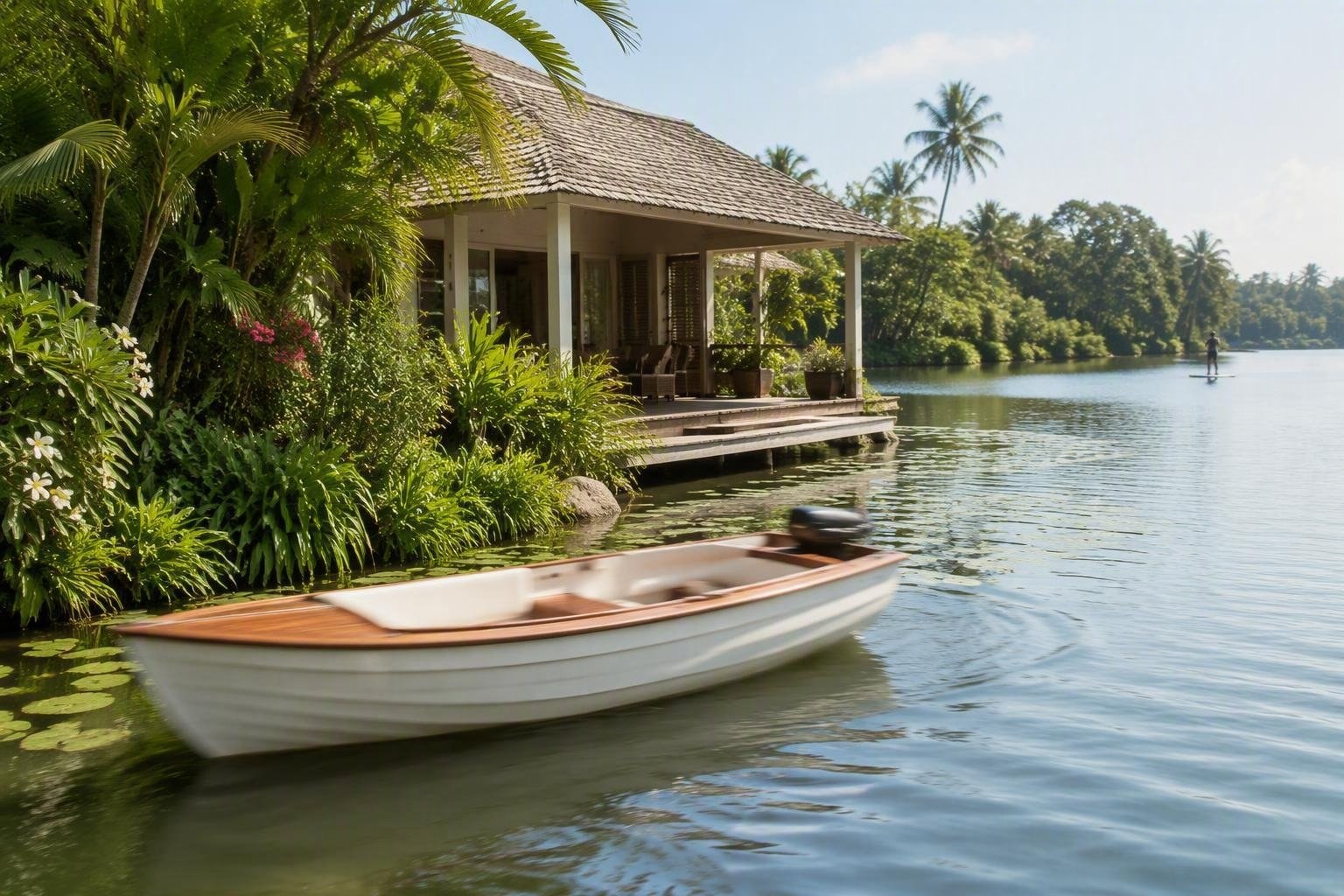 Villa sul lago: bungalow con giardino esotico e parcheggio privato