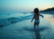 Pellegrini e la sua famiglia tra sole sardo e piscina con Matilde