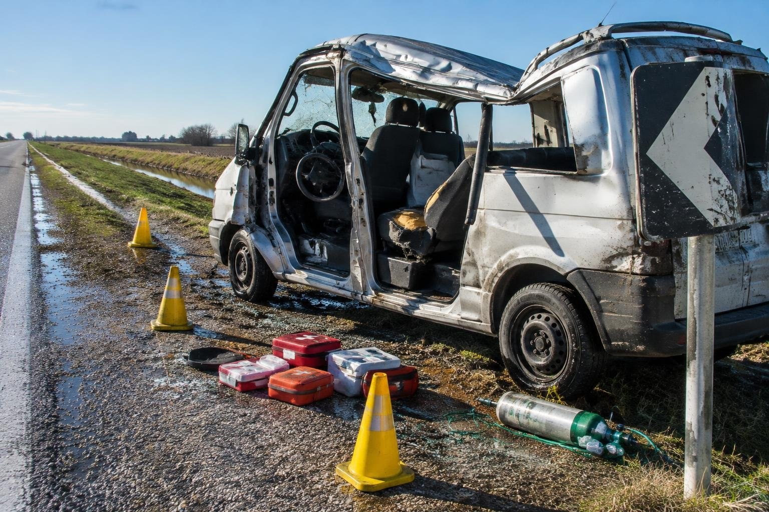 Rosolina, van fuori strada: 7 feriti, uno trasportato in elisoccorso