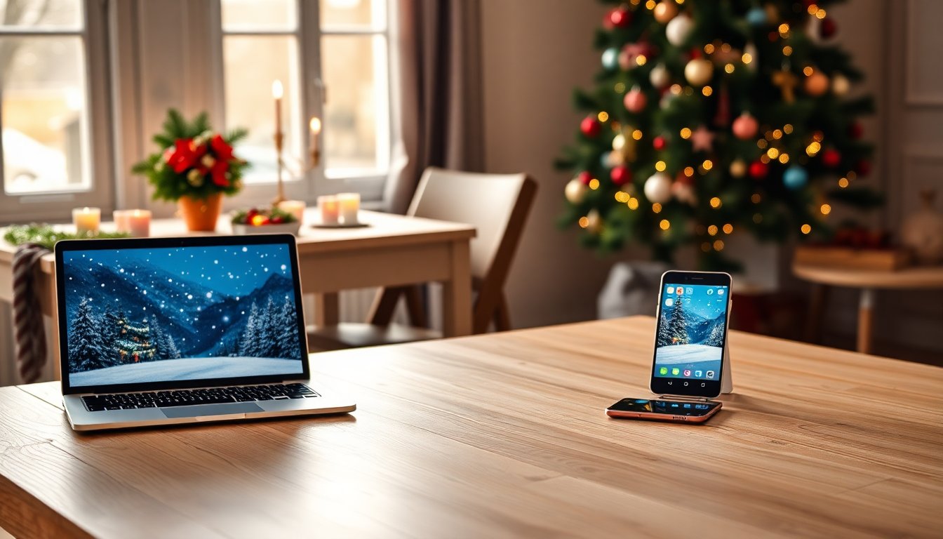 Get festive with free holiday tech backgrounds to download