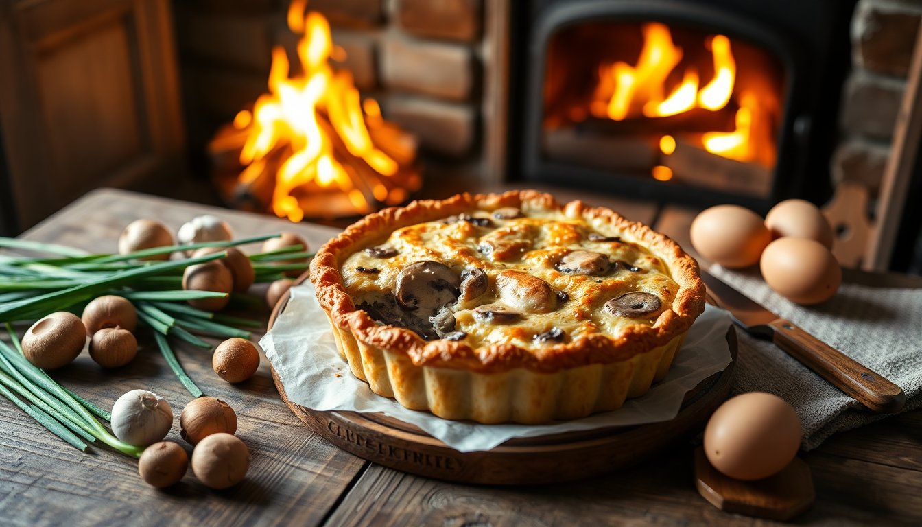 Savory Mushroom and Chive Tart Recipe for Cozy Winter Evenings