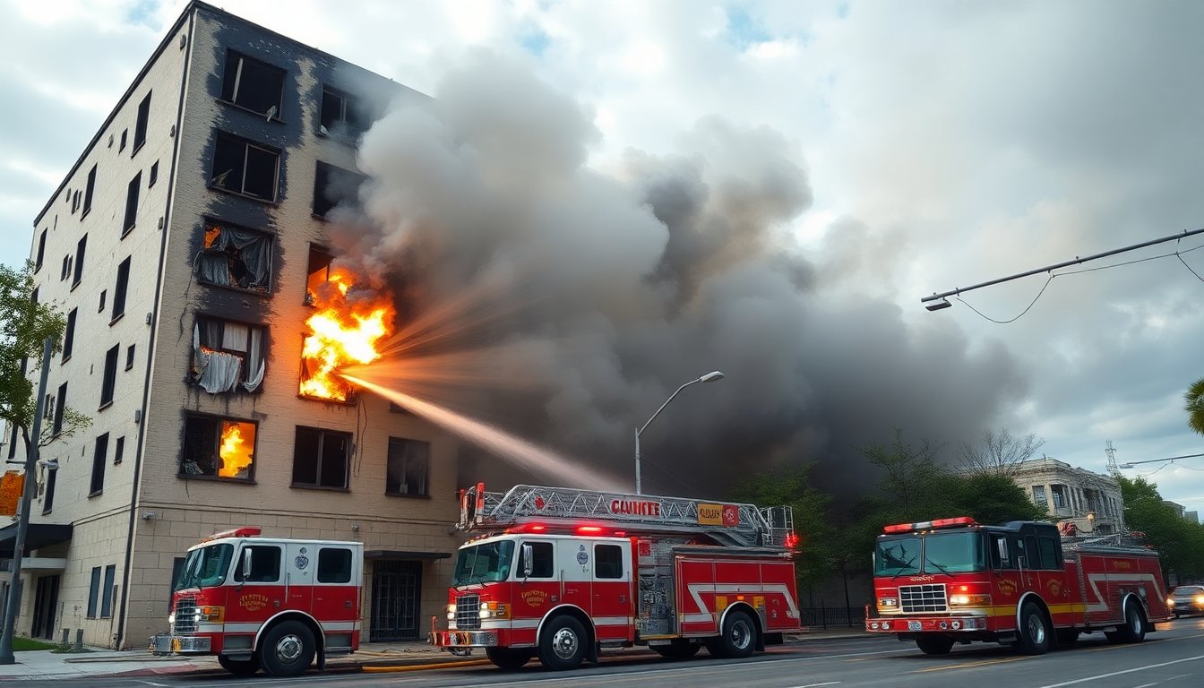 Downtown apartment fire: dozens evacuated after blaze spreads