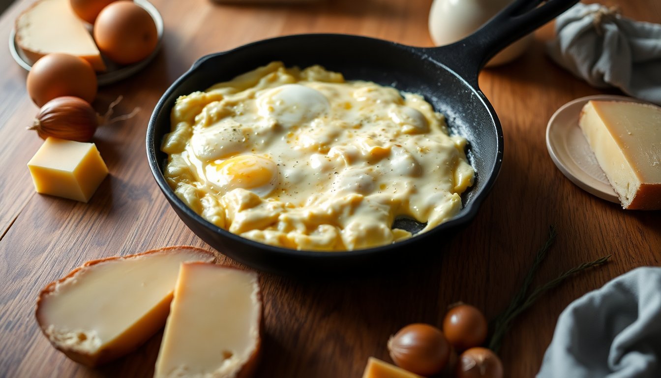 How to make a soft scramble with shallots and Comté