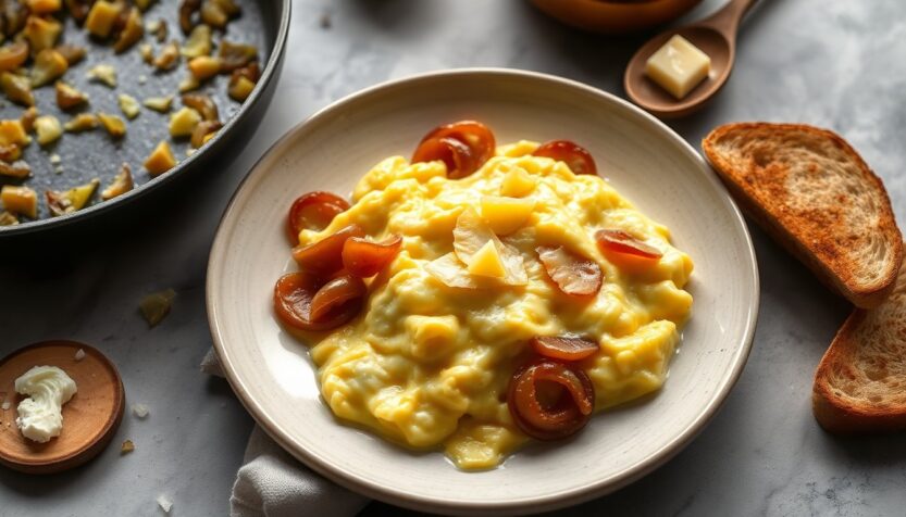 soft scrambled eggs recipe with caramelized shallots and comte for a restaurant quality brunch 1771447690