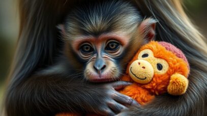 viral baby macaque punch finds comfort in a stuffed toy and new connections 1771523628