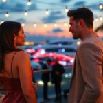 Alix Earle and Braxton Berrios seen chatting at Sports Illustrated F1 event