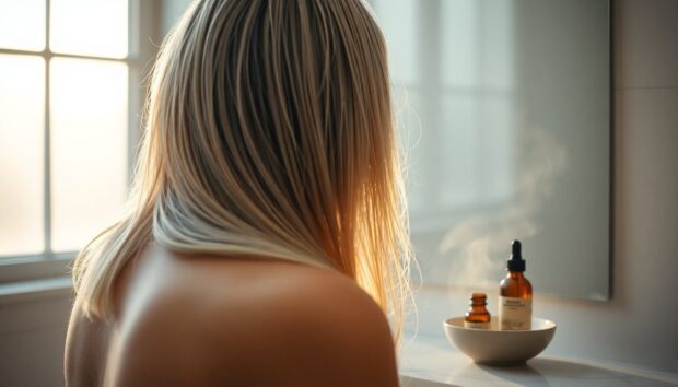 Natural oil blends to nourish and strengthen silver hair