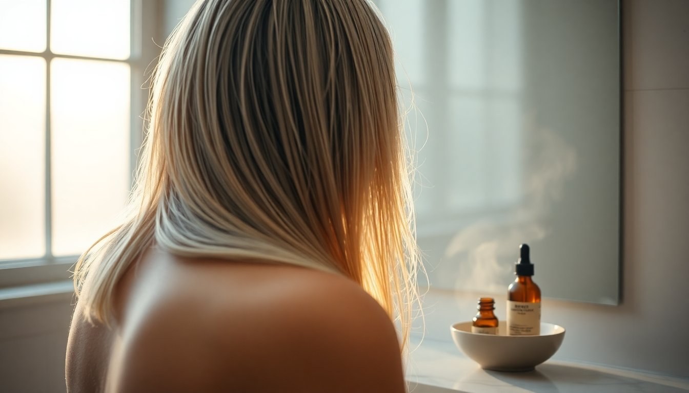 Natural oil blends to nourish and strengthen silver hair