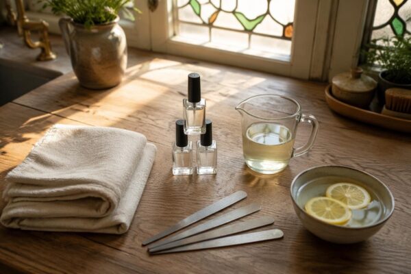 Achieving beautiful naked manicure at home with simple steps
