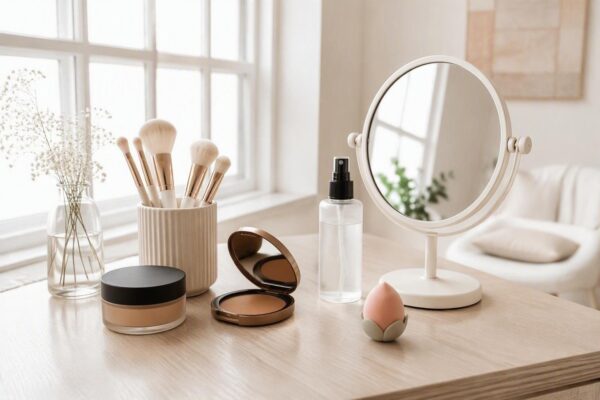 Achieving a flawless, camera-friendly face with soft-focus base and subtle contour