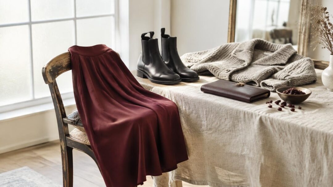 How to style the trending burgundy midi skirt this autumn