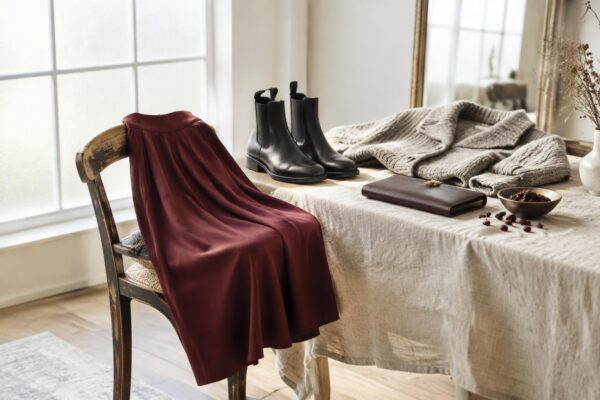 How to style the trending burgundy midi skirt this autumn