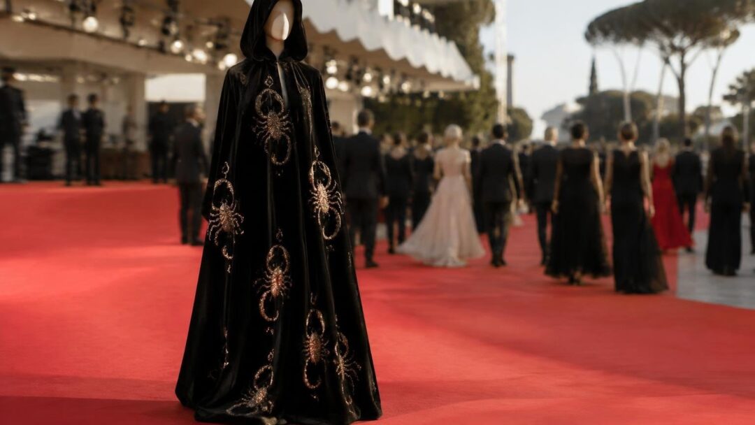 Kris Jenner debuts Elizabeth Taylor’s scorpio cape at Rome premiere