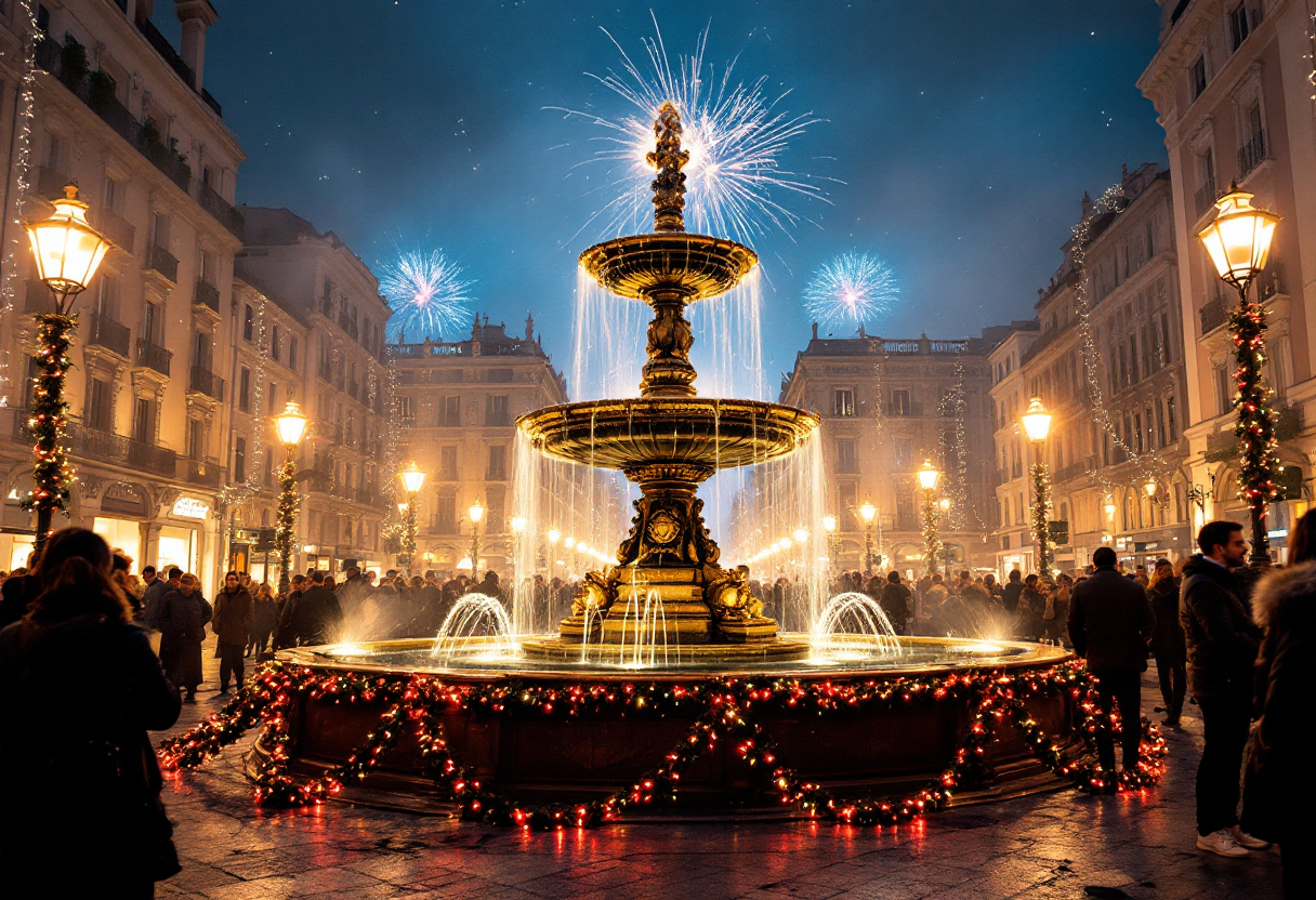 Festeggiamenti di Capodanno 2025 a Napoli con fuochi d'artificio