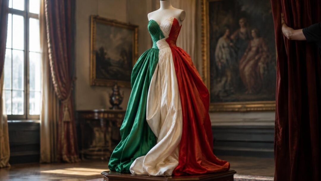 Abito tricolore di Francesca Tocca all’asta su Catawiki per beneficenza