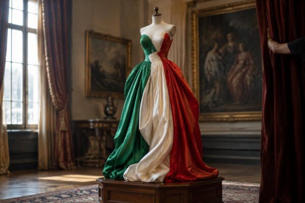 Abito tricolore di Francesca Tocca all’asta su Catawiki per beneficenza