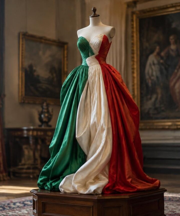 Abito tricolore di Francesca Tocca all’asta su Catawiki per beneficenza