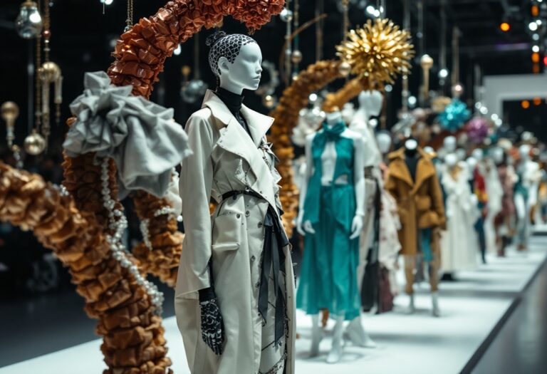 Modelli di abiti eccentrici e creativi in passerella