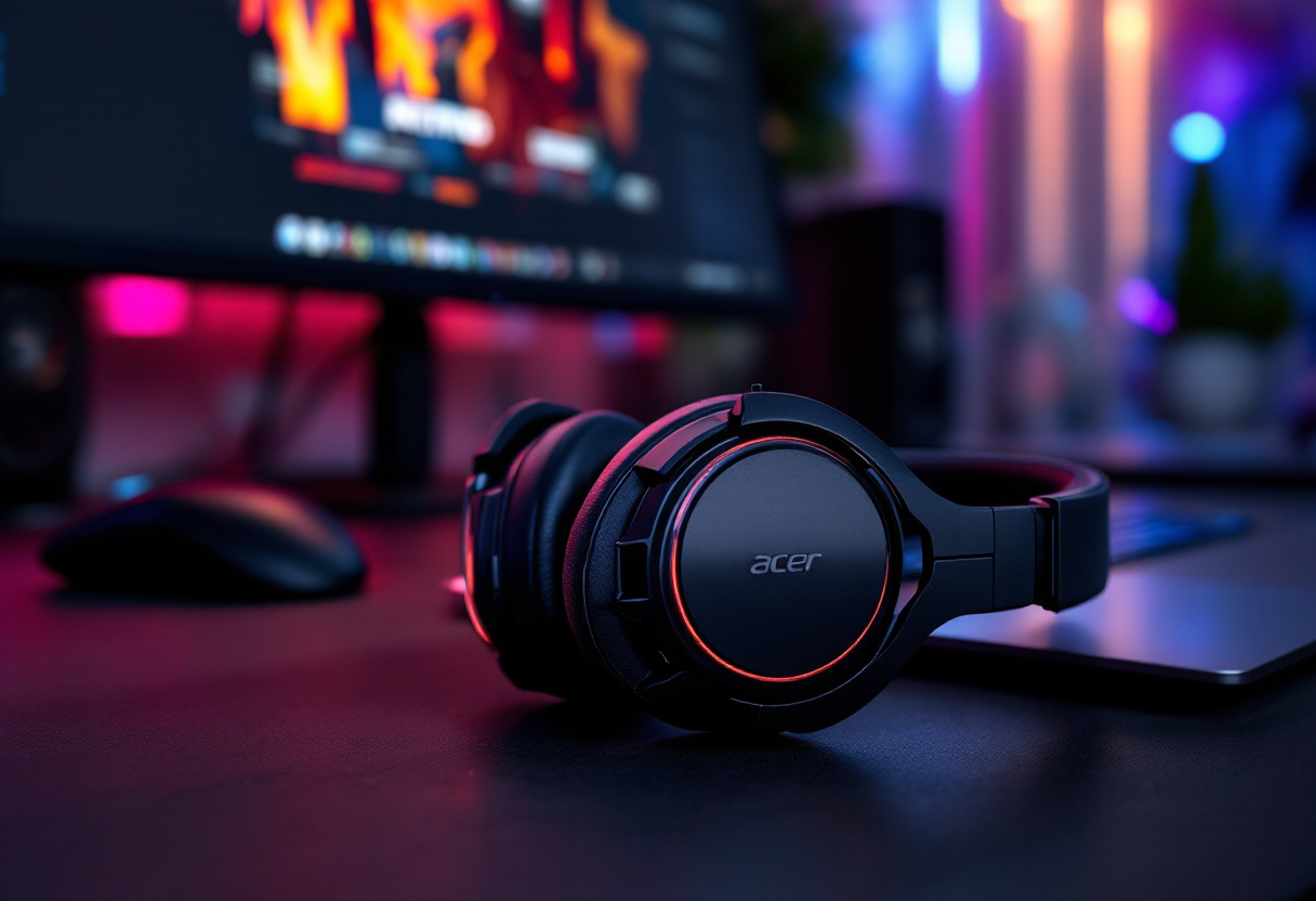 Cuffie gaming Acer Nitro con design ergonomico e audio potente