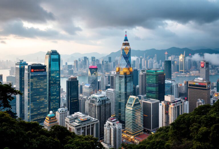 Grafico che mostra l'andamento della Borsa di Hong Kong in crescita