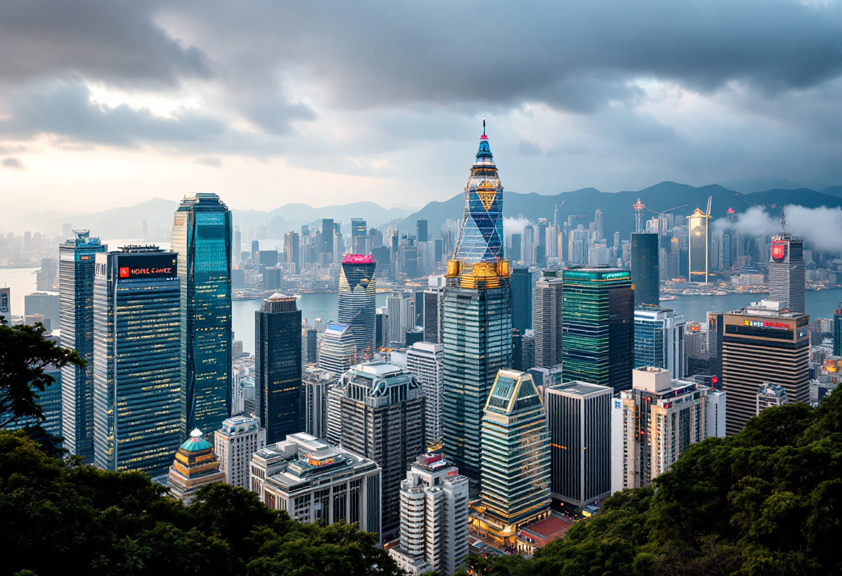 Grafico che mostra l'andamento della Borsa di Hong Kong in crescita