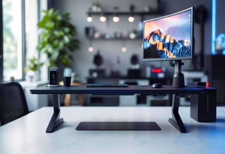 Scrivania da gaming BEXEVUE con design elegante e funzionale