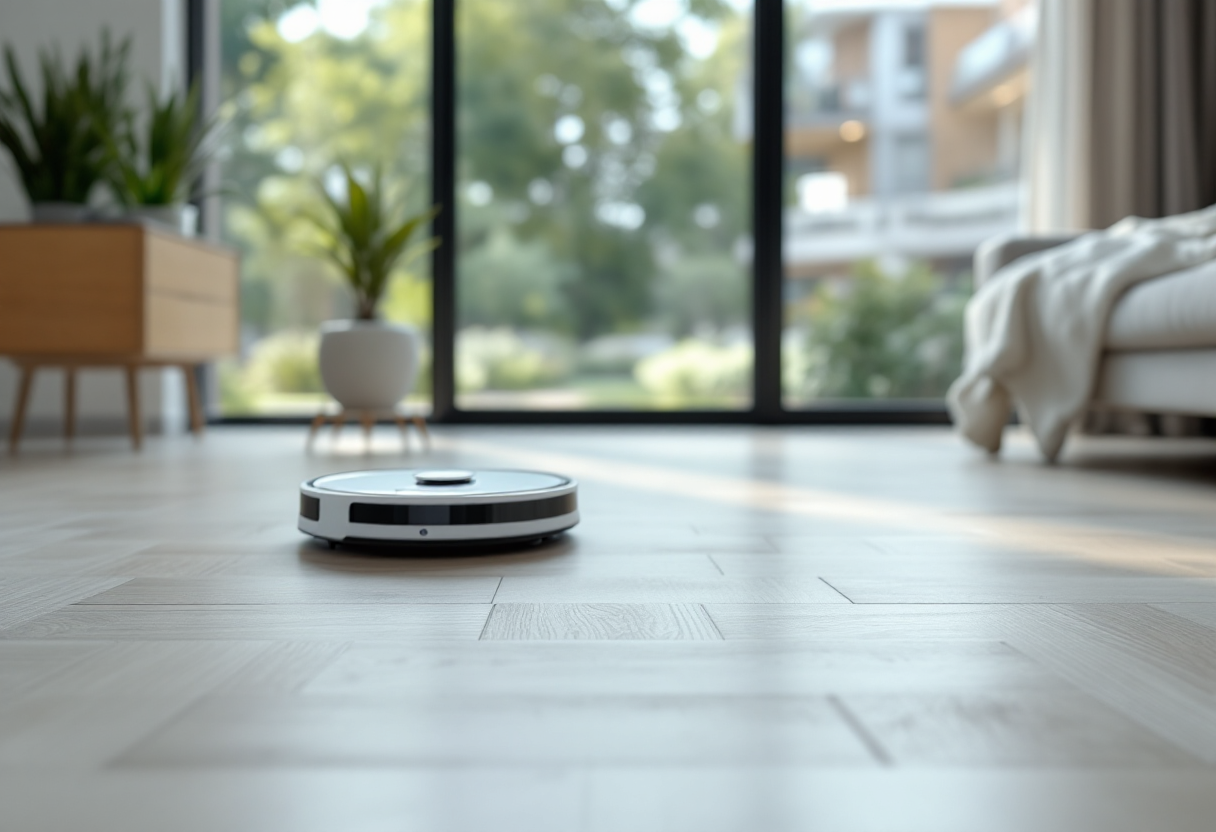 Robot domestico che interagisce con un sistema di sicurezza