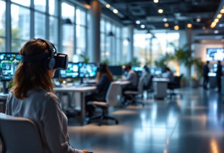 Studente utilizza la realtà virtuale all'università di Siena