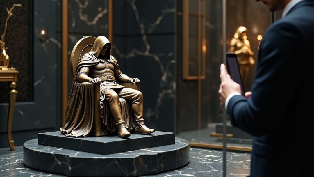 Statua collezionabile di Doctor Doom con trono, edizione limitata Iron Studios